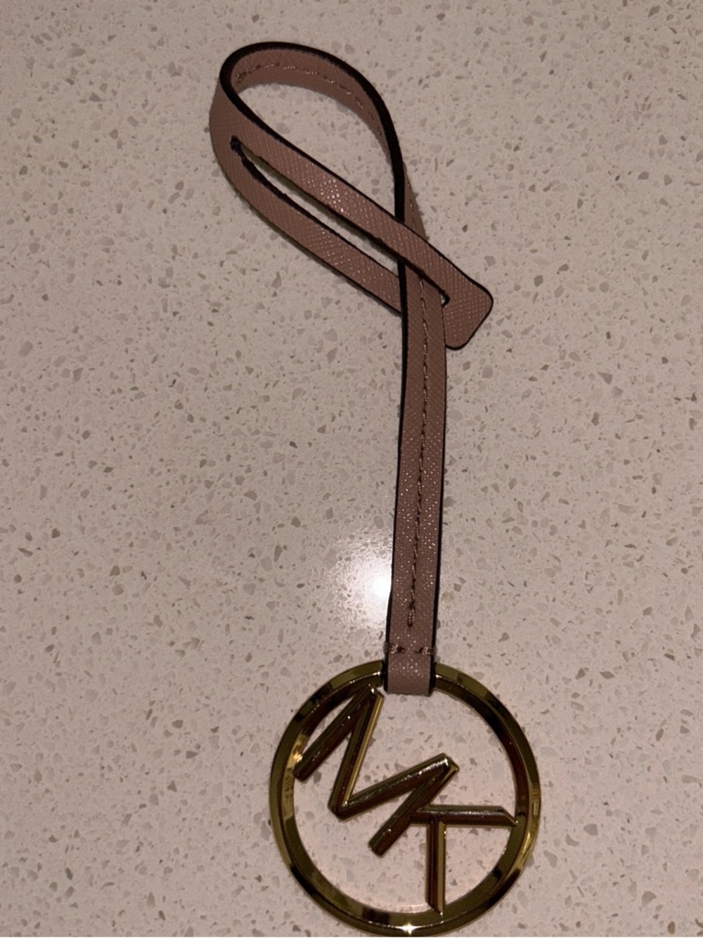 Michael Kors Gold Logo Keyring with Blush Pink Strap